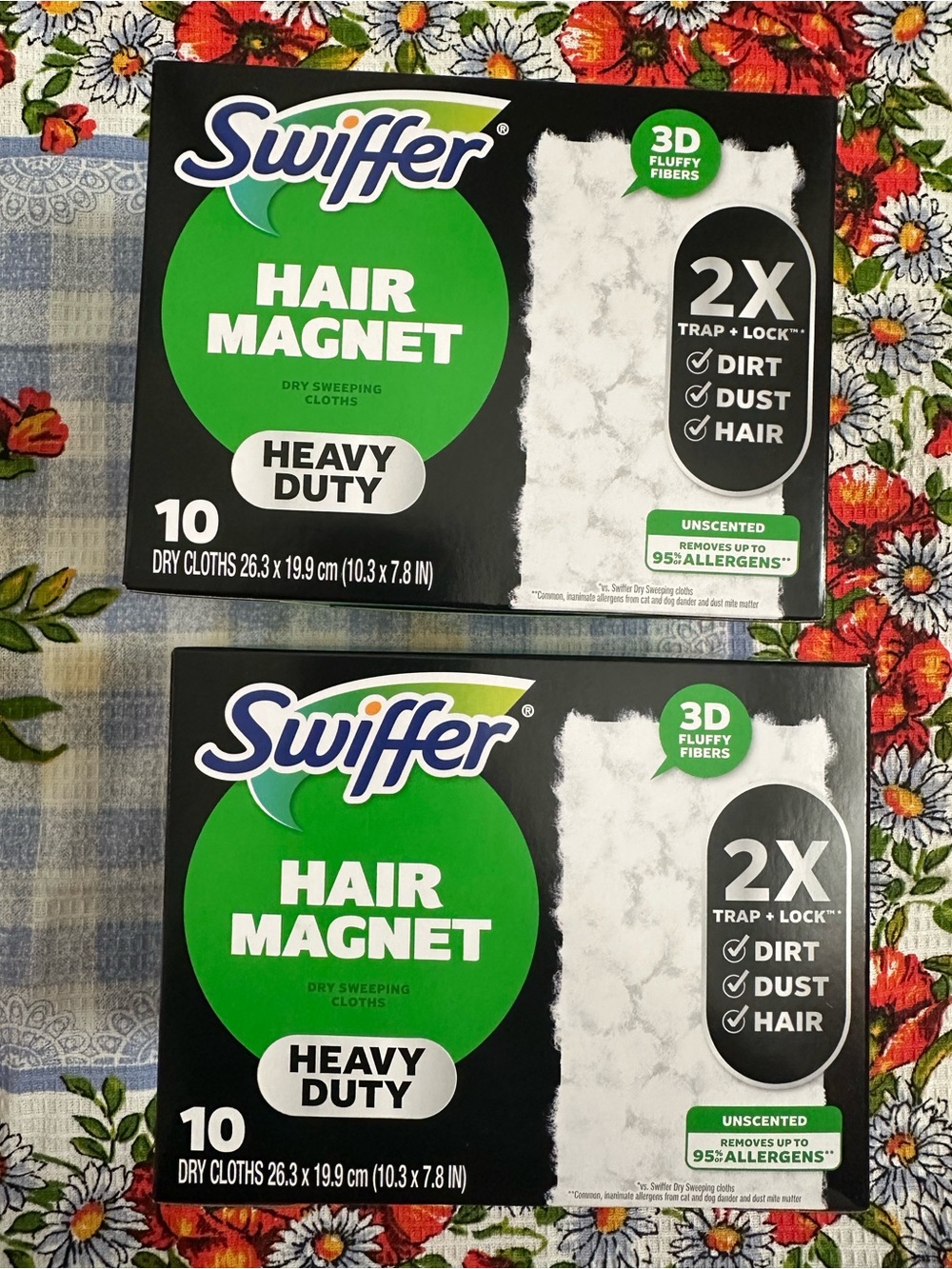 Swiffer Hair Magnet Heavy Duty Dry Cloths – Black, Green & White Packaging
